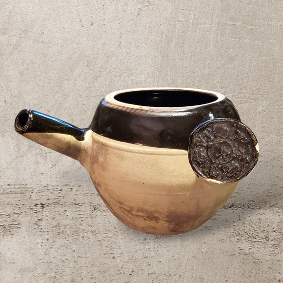 Vintage Chinese Stonewar Herb Tea Pot - Kyusu - Picture 4 of 8